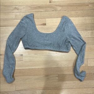 Gray Long Sleeve Crop Top